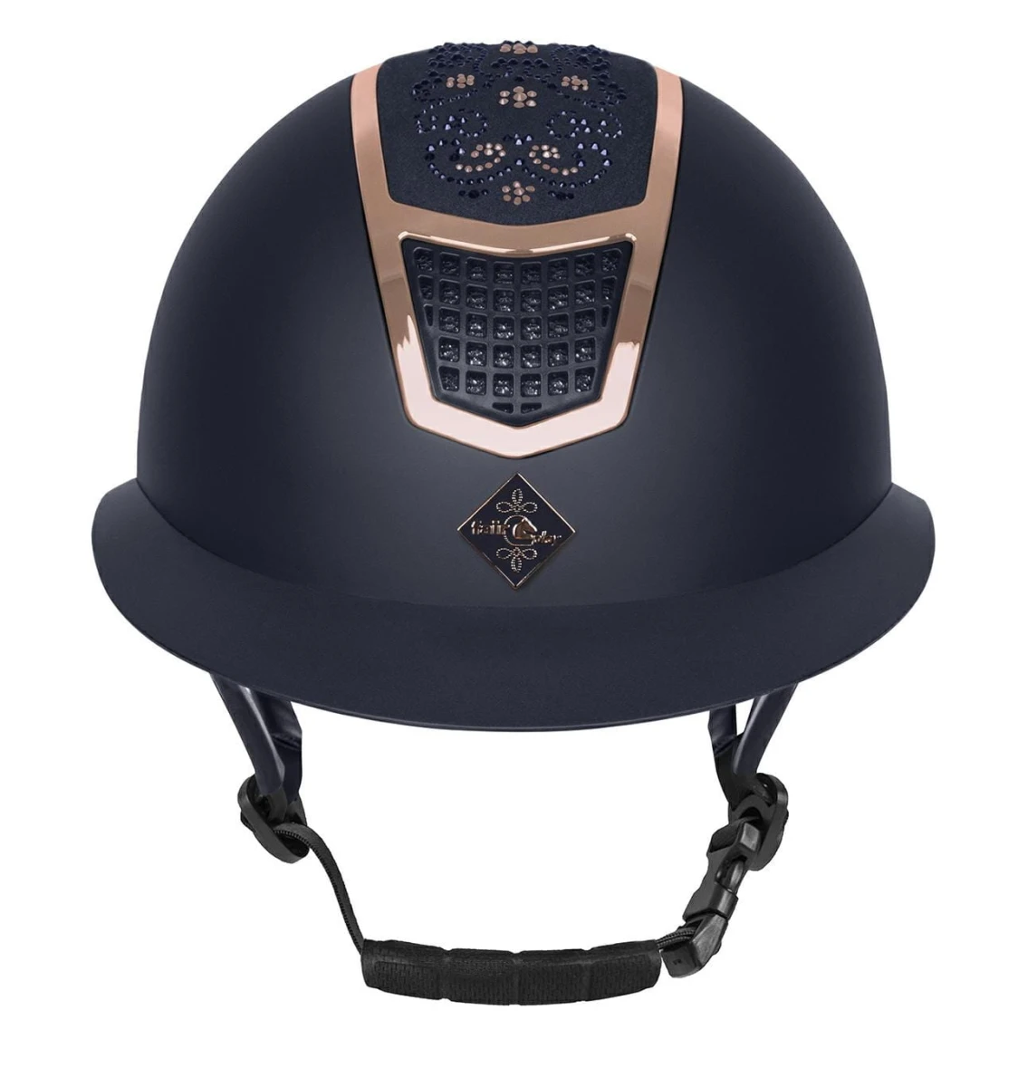 FAIR PLAY kask jeździecki QUANTINUM CHIC rosegold granatowy, szeroki daszek L 59-61