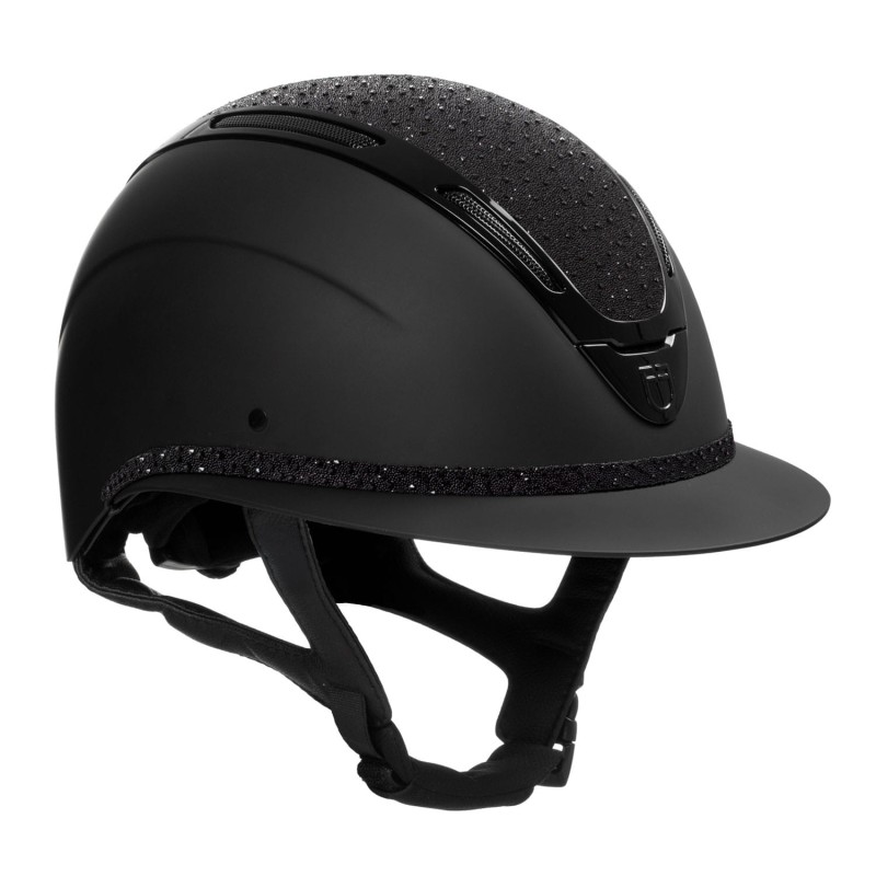 EQUESTRO kask jeździecki APOCALIPSE czarny matowy z cyrkoniami 55-57 cm M