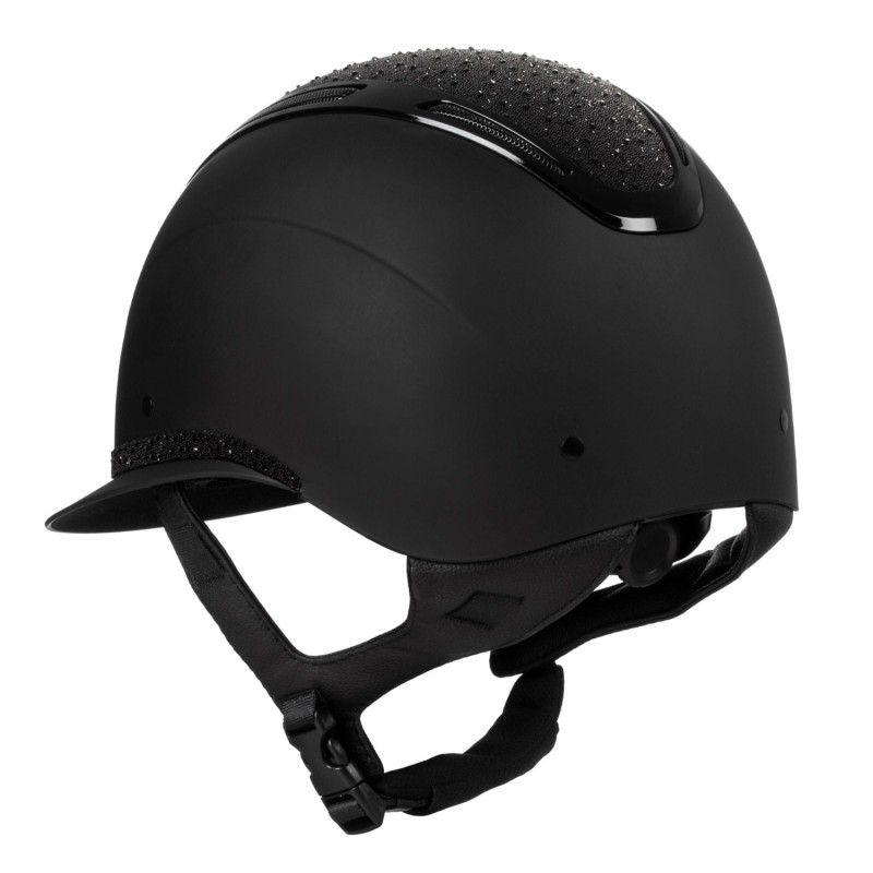 EQUESTRO kask jeździecki APOCALIPSE czarny matowy z cyrkoniami 55-57 cm M