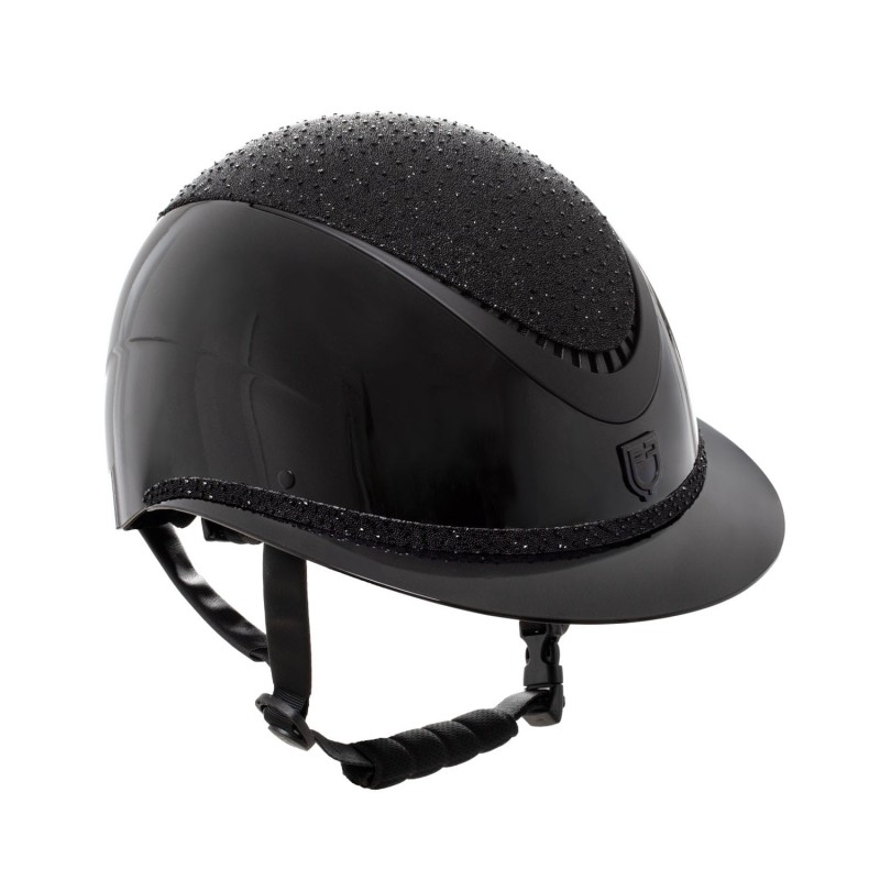 EQUESTRO kask jeździecki z szerokim daszkiem i kryształkami 55-57 cm M