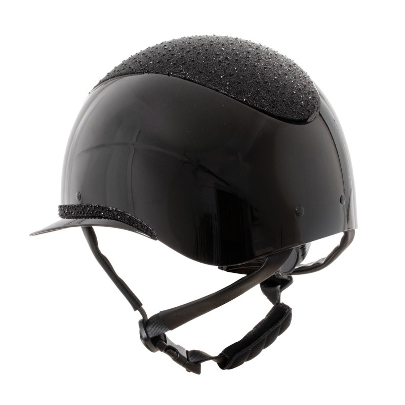 EQUESTRO kask jeździecki z szerokim daszkiem i kryształkami 55-57 cm M