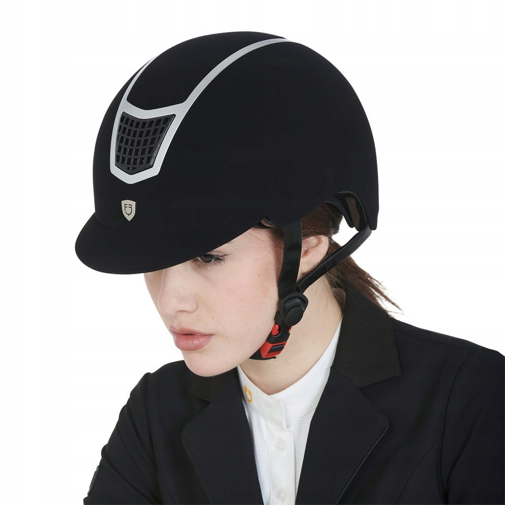 EQUESTRO kask jeździecki ECLIPSE czarny/srebrny 59-61 L
