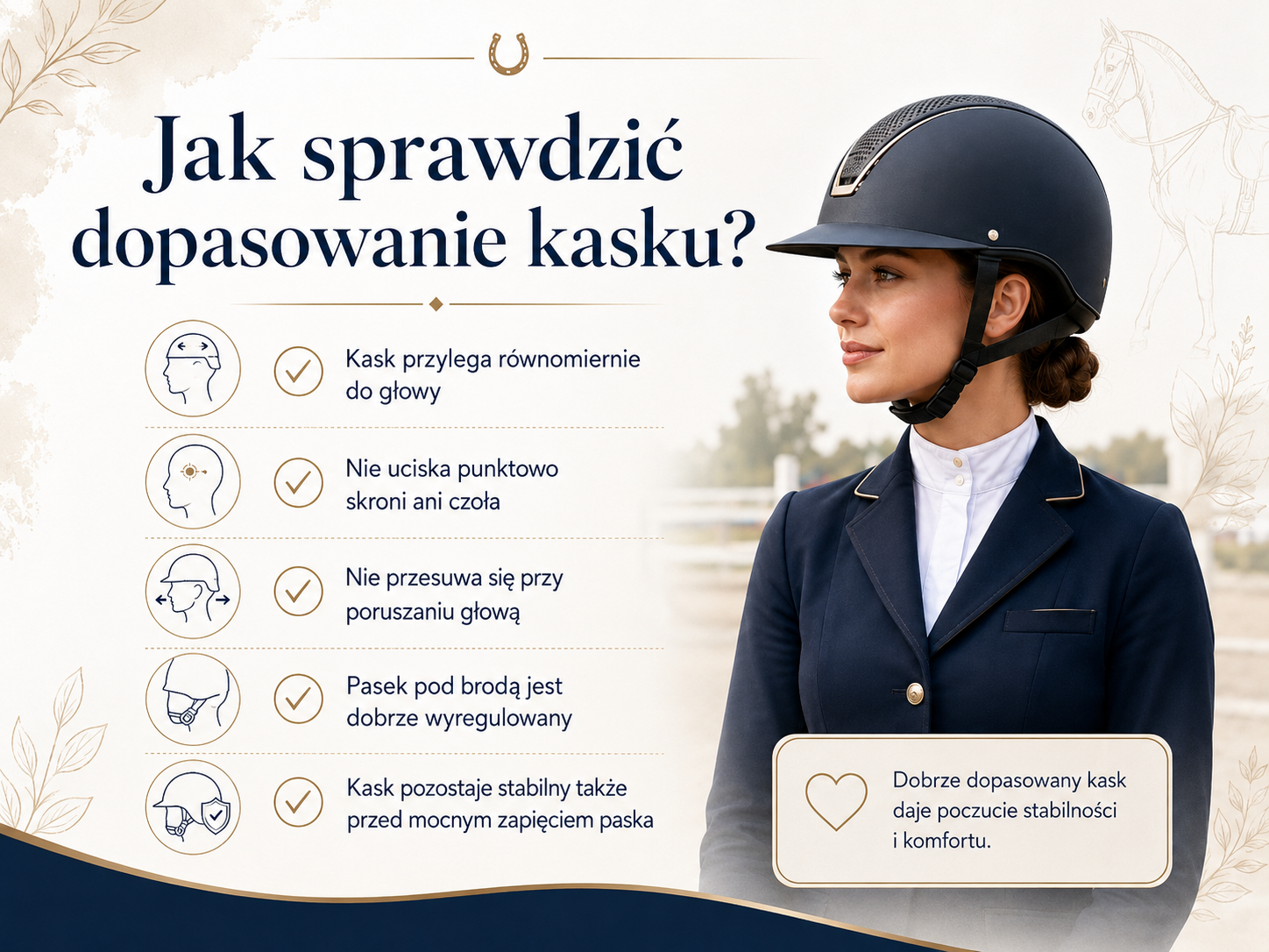 Jak sprawdzić prawidłowe dopasowanie kasku jeździeckiego – praktyczna checklista